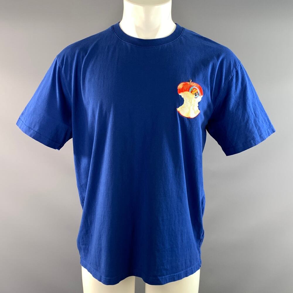 JW ANDERSON SS2023 Size L Blue Red Cotton Crew Neck T shirt
